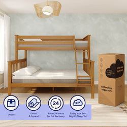 Bunk bed with twin XL cooling comfort mattress in cozy bedroom setting.