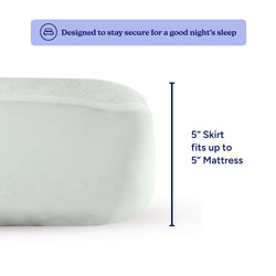 Mattress cover with 5-inch skirt, fits up to 5-inch mattress for secure fit and comfort.
